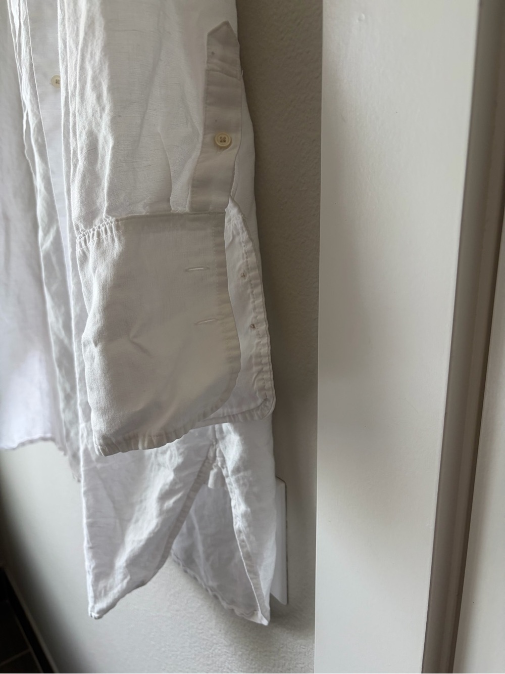 J Crew White Linen Cotton Long-Sleeve Button-Up Swim Cover Up Shirt - Picture 4 of 8